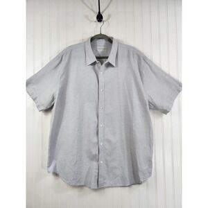 Coastaoro Mens XXL Short Sleeve Linen Cotton Blend Button Down Shirt Light Blue